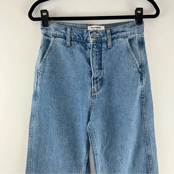 Reformation Jeans Brynn High Rise Wide Leg Trouser Jeans in Oneida Women Size 26 - Picture 4 of 14